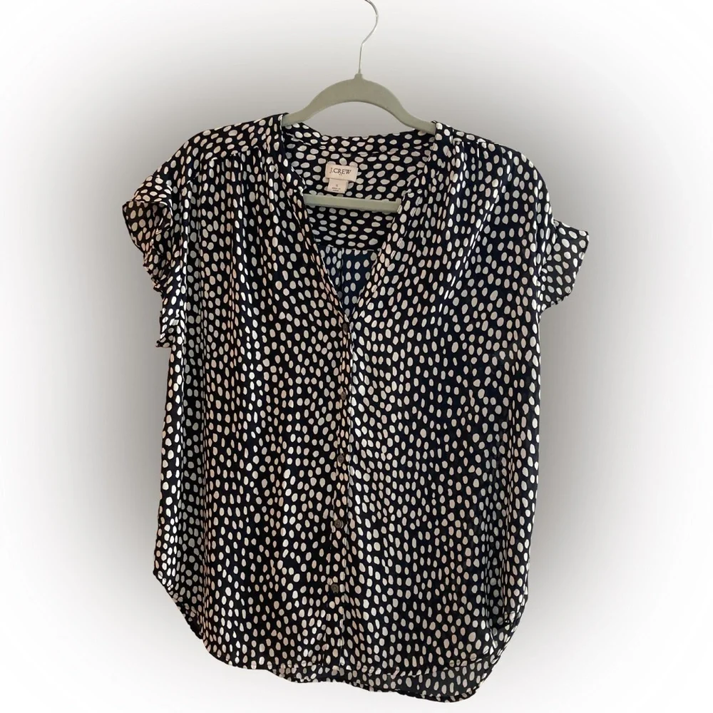 J. Crew Black and White Polka Dot Blouse - Picture 1 of 3